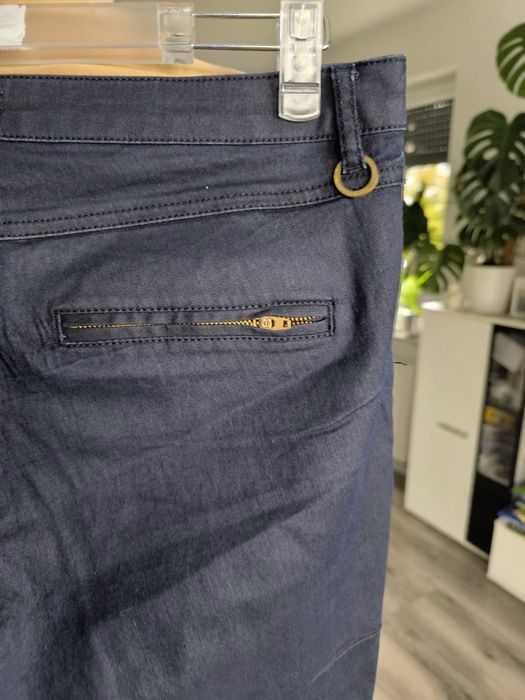 R.42 Stockh LM granatowe woskowane spodnie damskie