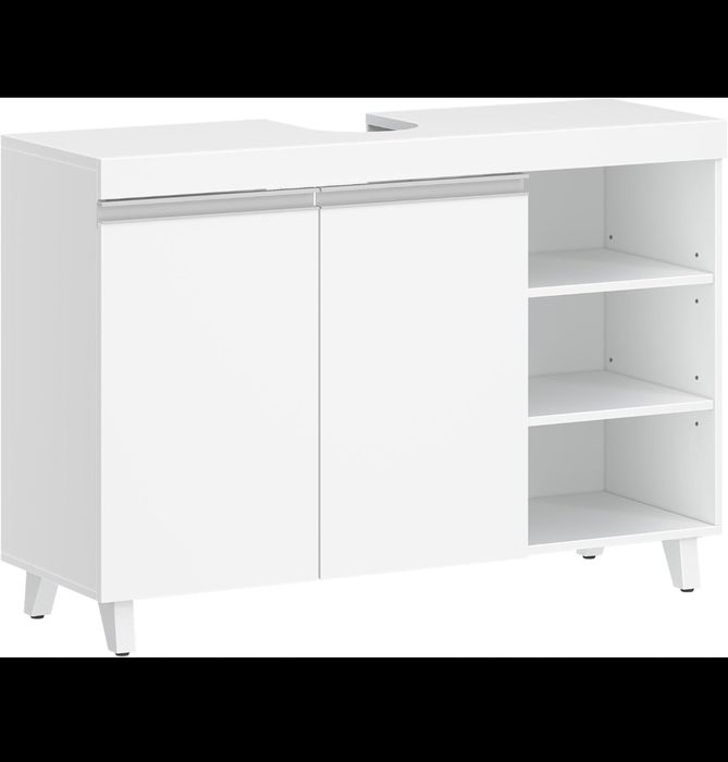 Szafka pod umywalkę Łazienkowa Komoda pod syfon długość 90 cm Biała