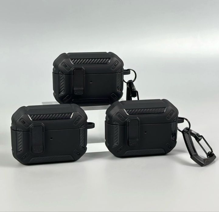 Чехол Кейс для Наушников  Air Pods 2 pro/3/ 4 carbon Карбон+Карабін