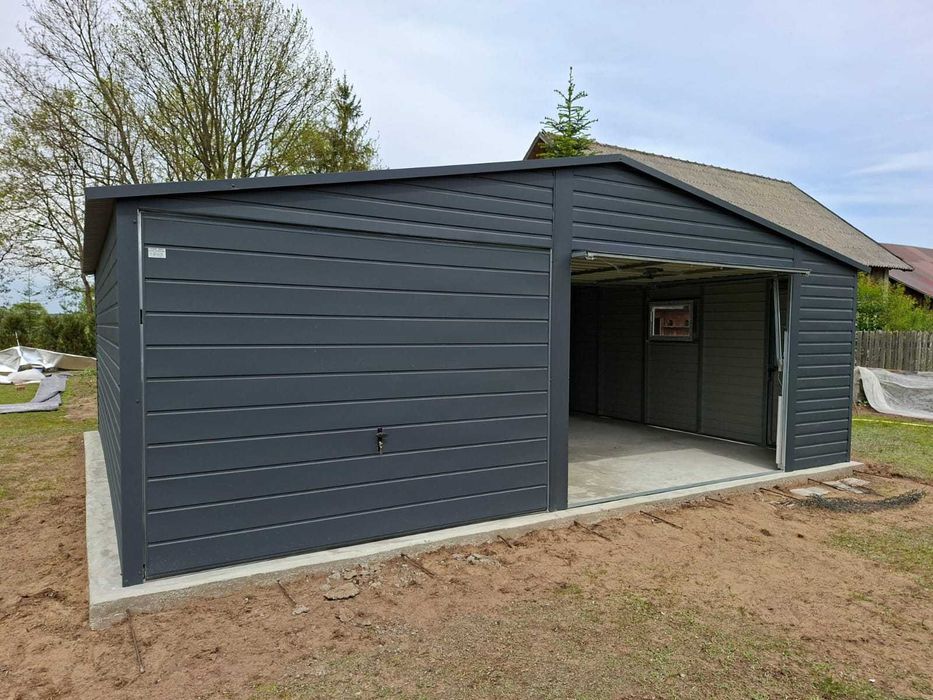 Garaż blaszany Premium Garaż Blaszak 6x5 m Konstrukcja wzmocniona i ocynkowana Garaż na wymiar 6x6 7x6 8x6 9x6 6x7 7x7 Garaże blaszane PRODUCENT