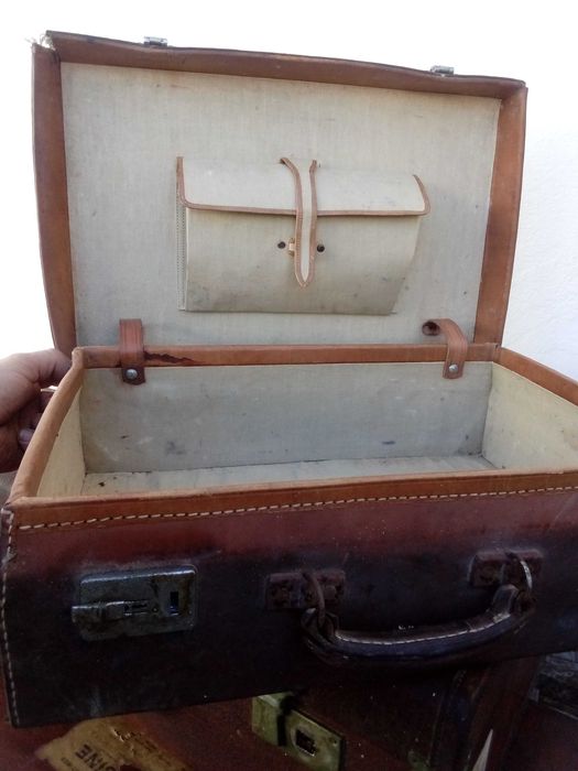 BAIXA DE PREÇO - Conj de 3 Malas Couro Vintage ANOS 40