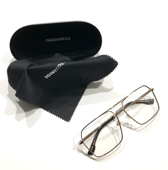 Gold kwadratowe oprawki zerówki Dsquared2