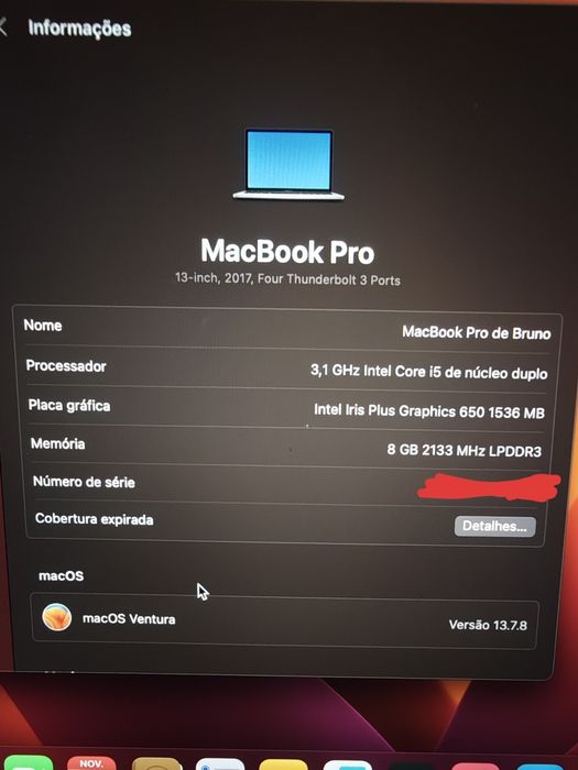 MacBook Pro 13" 2019 i5 8GB – BATERIA Original 30 ciclos como novocom