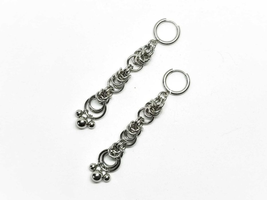 Kolczyki wiszące chainmaille stal chirurgiczna wodoodporne eleganckie