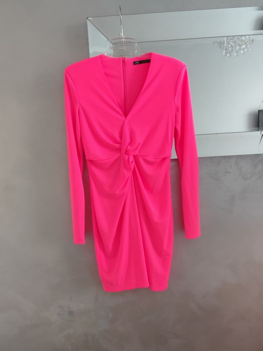 Neonowa sukienka Zara S kobieca sexy wakacje codzienna