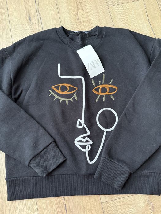 Світшот реглан ZARA з принтом новий чорний