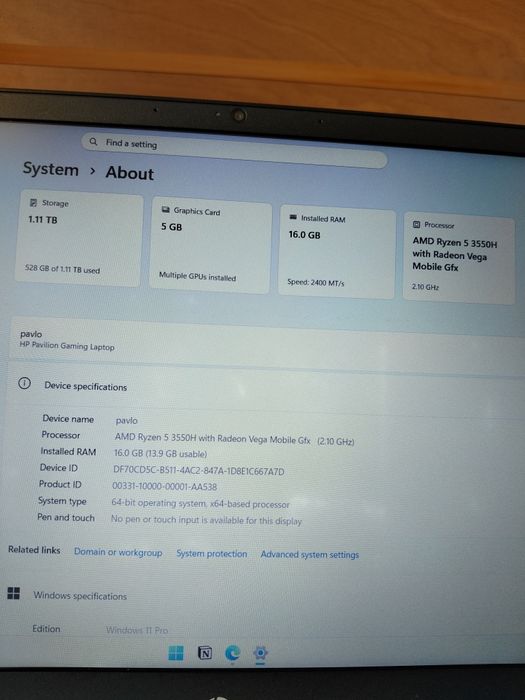 Терміново!!! Ігровий ноутбук HP Pavilion / Ryzen 5 / 16GB / 1TB SSD / GTX 1050