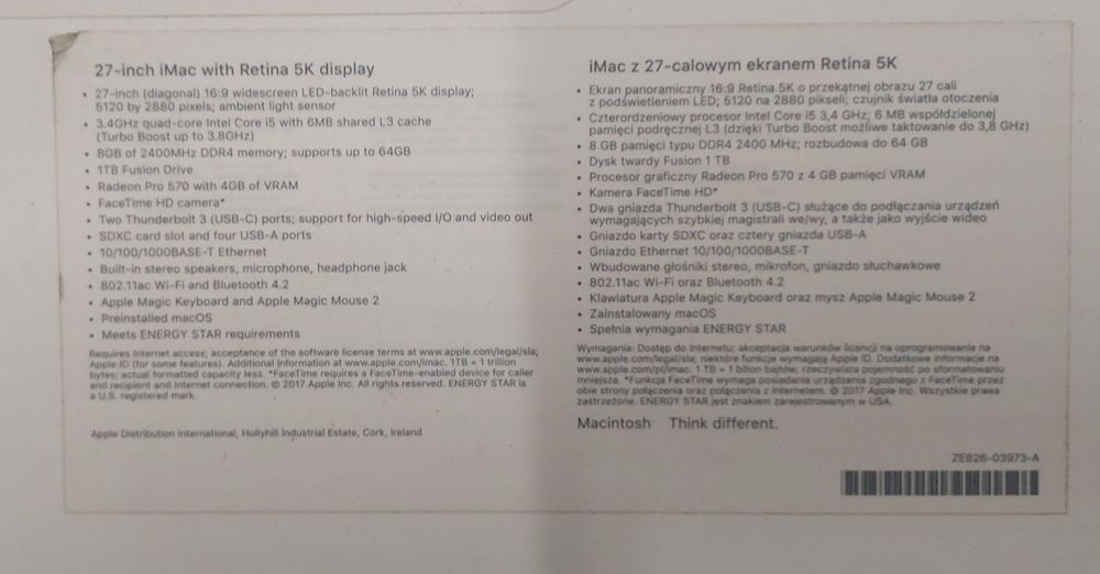 iMac  Retina 5K  27 inch 2017