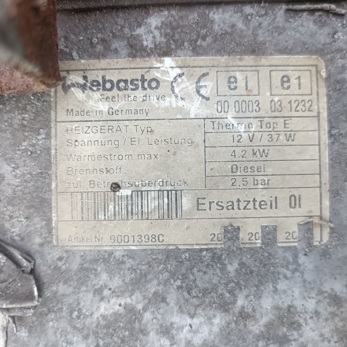 Webasto Thermo Top E 4.2kw Diesel 12v/37w 2.5bar ogrzewanie postojowe piec