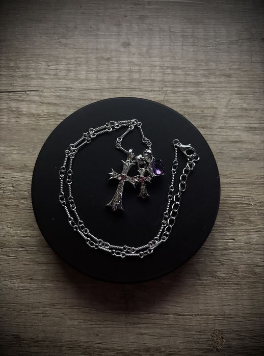 Naszyjnik w stylu chrome hearts fioletowy