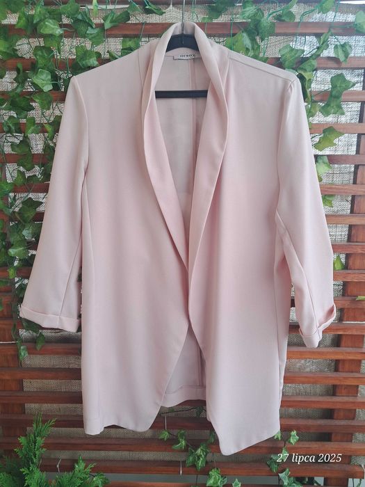 Żakiet damski lekki luźny pudrowy róż