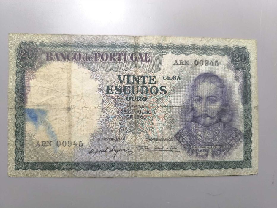 Nota de 20 Escudos – 26 de Julho de 1960 – Chapa 6A