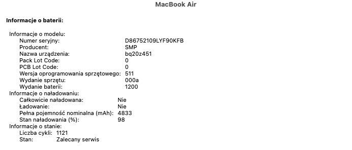 Laptop MacBook Air A1466