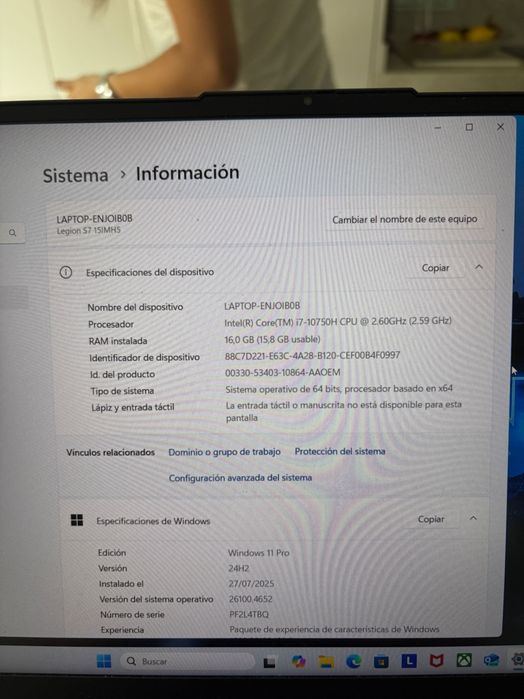 Portátil Lenovo Legion S7 15IMH5