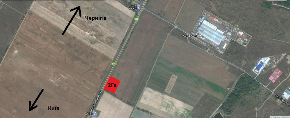 2,3Га фасад траси Київ-Чернігів під промисловість с.В.Димерка