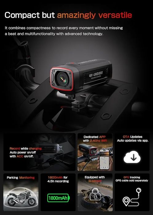 Мотоциклетна камера (мото відеореєстратор)AKEEYO AKY-710S 4K