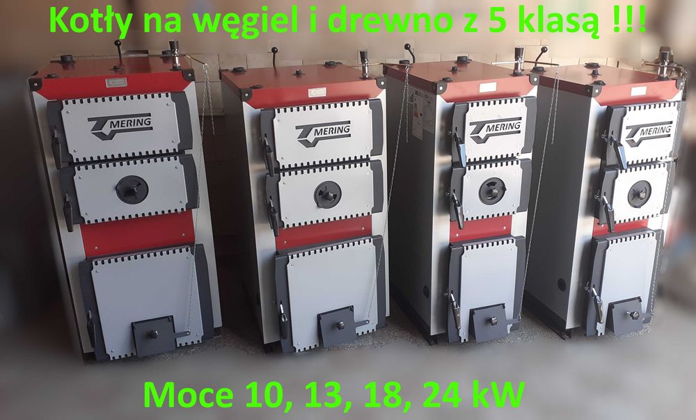 Kocioł piec 18 kW z ręcznym zasypem na węgiel drewno, Mering.