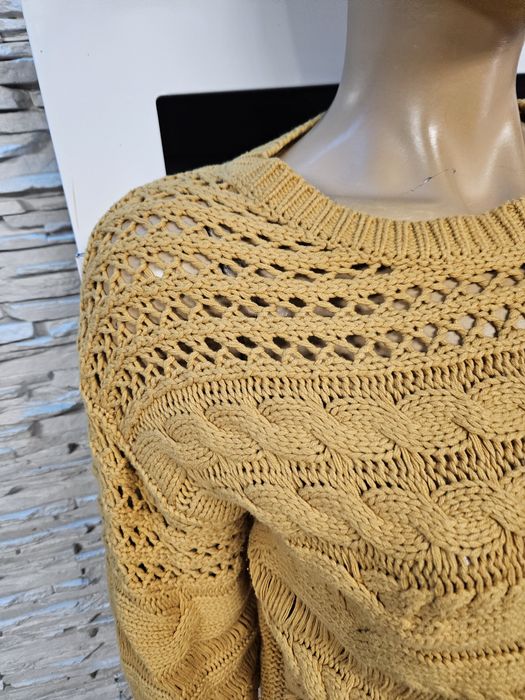 Sweter musztardowy ażurowy Next rozmiar S