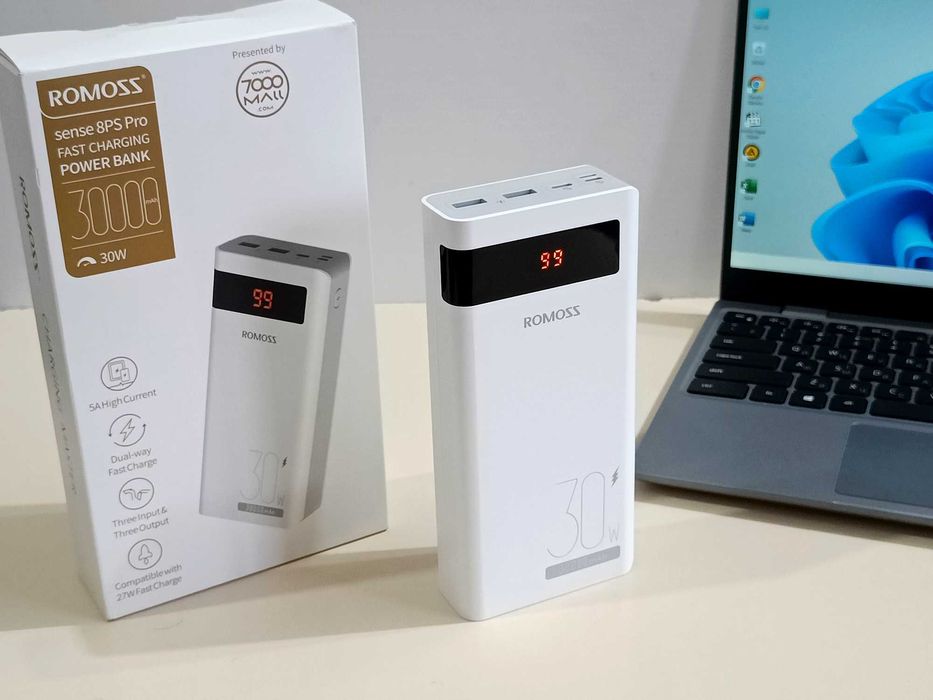 powerbank 30W, 30000mAh Romoss Sense 8PS Pro Павербанк