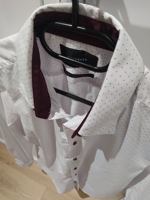 Koszula biało bordowa Reserved slim fit
