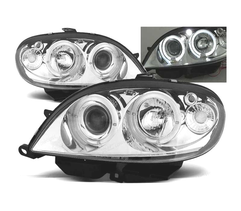FARÓIS CITROEN SAXO 99-04 ANGEL EYES FUNDO CROMADO