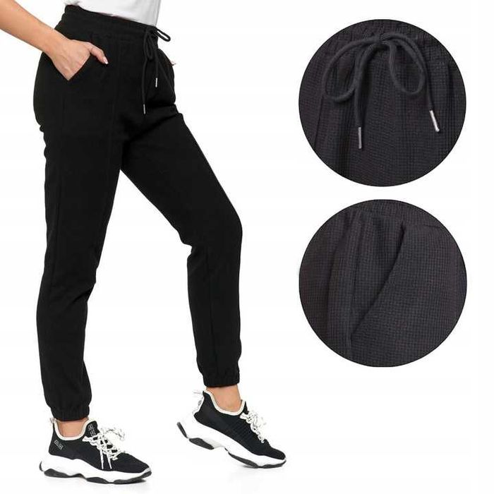 Eleganckie spodnie MORAJ damskie z kieszeniami CZARNE M