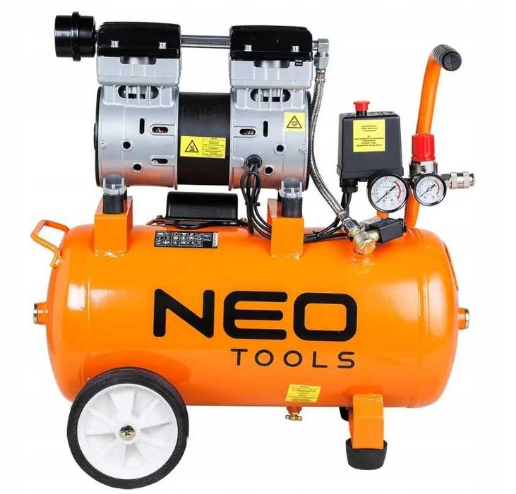 Безмасляний компресор NEO TOOLS 24 л 800 Вт 8 бар 125л/хв 2х поршневий