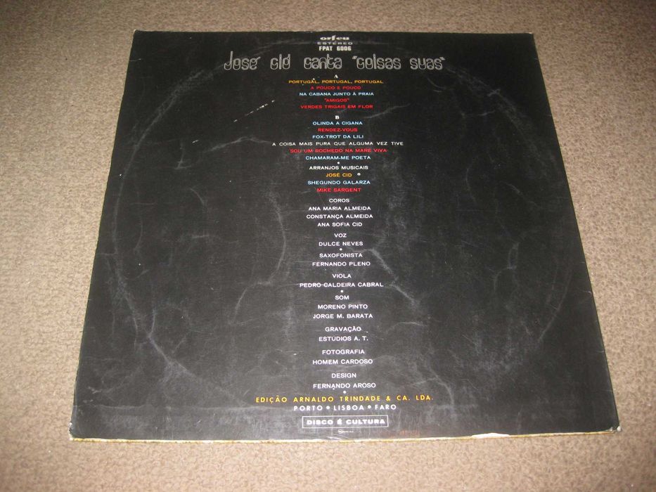 Vinil LP 33 rpm do José Cid "Canta Coisas Suas"