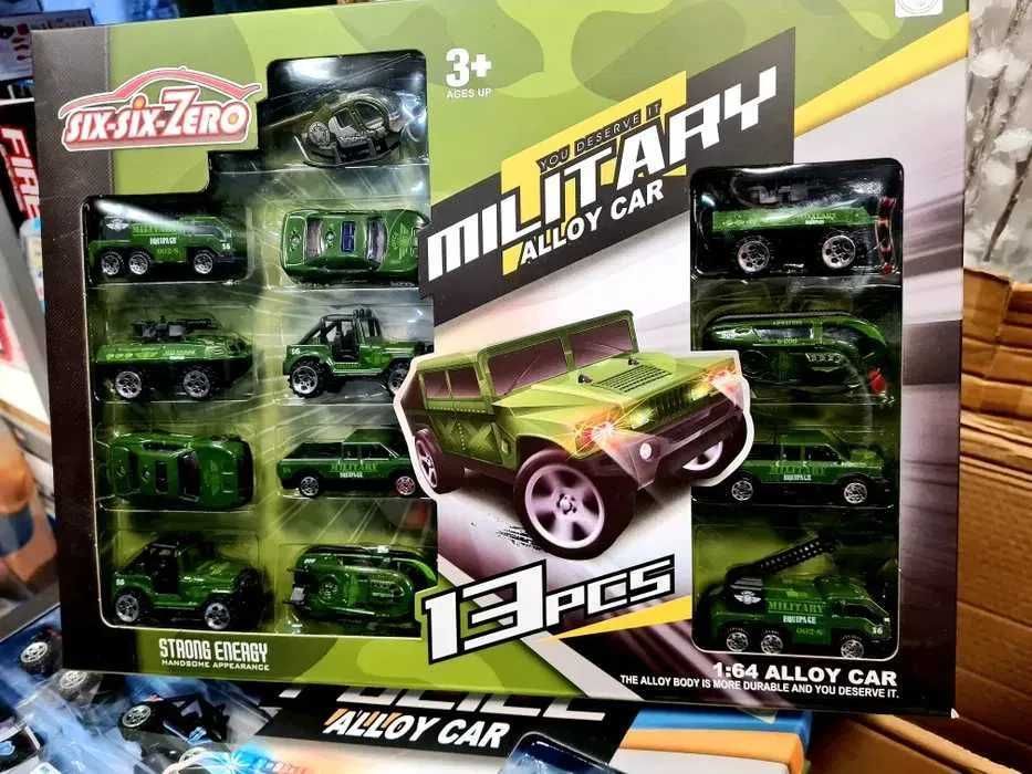 Super komplet 13 metalowych autek resoraków samochodziki wojskowe