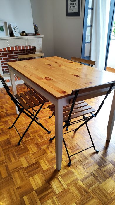 Conjunto IKEA: Mesa LERHAMN 118x74 + 4 cadeiras dobráveis TÄRNÖ
