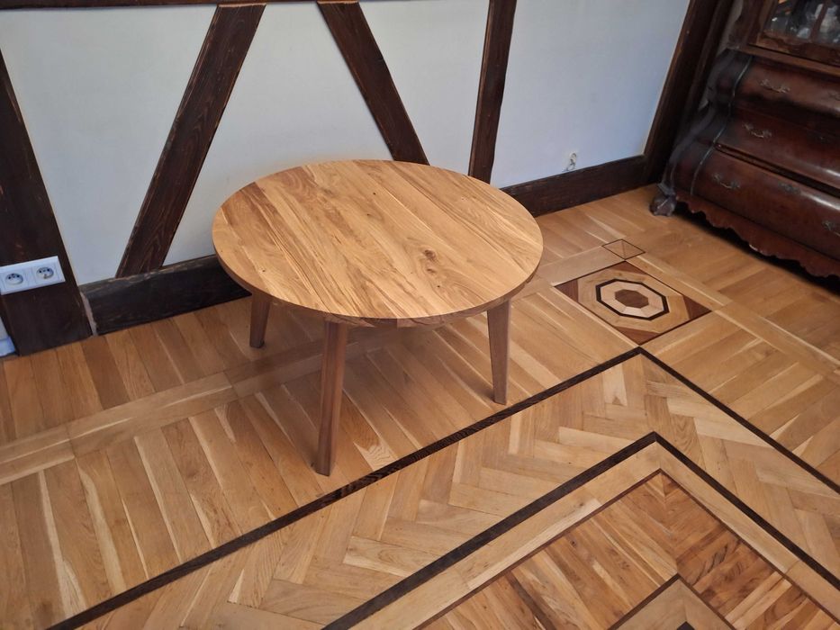 Stolik kawowy dębowy fi 80cm