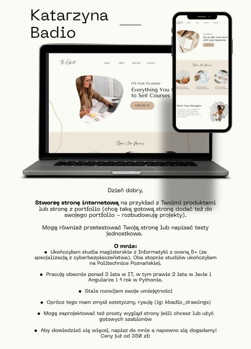 Stworzę stronę internetową (strony z portfolio itp.)