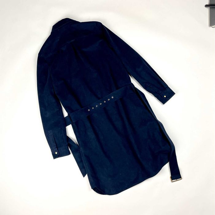 Diane Von Furstenberg navy długi płaszczyk z paskiem