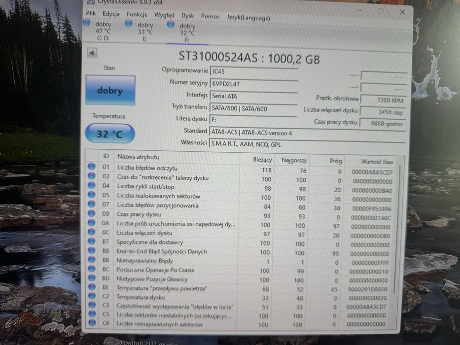 Dysk hdd Seagate Barracuda 1TB + kabel sata