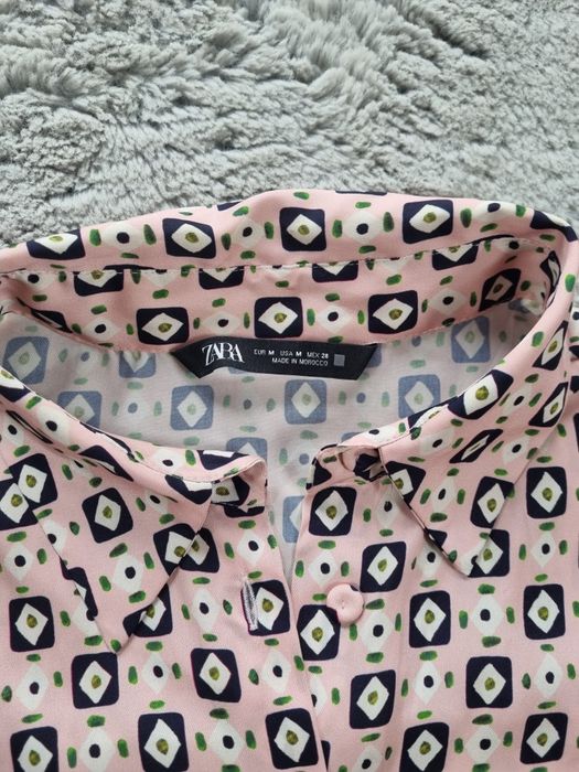 Koszula różowa geometryczny wzór rozmiar L Zara