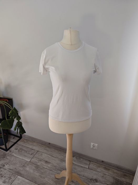 Biała koszulka h&m L Basic top gładki