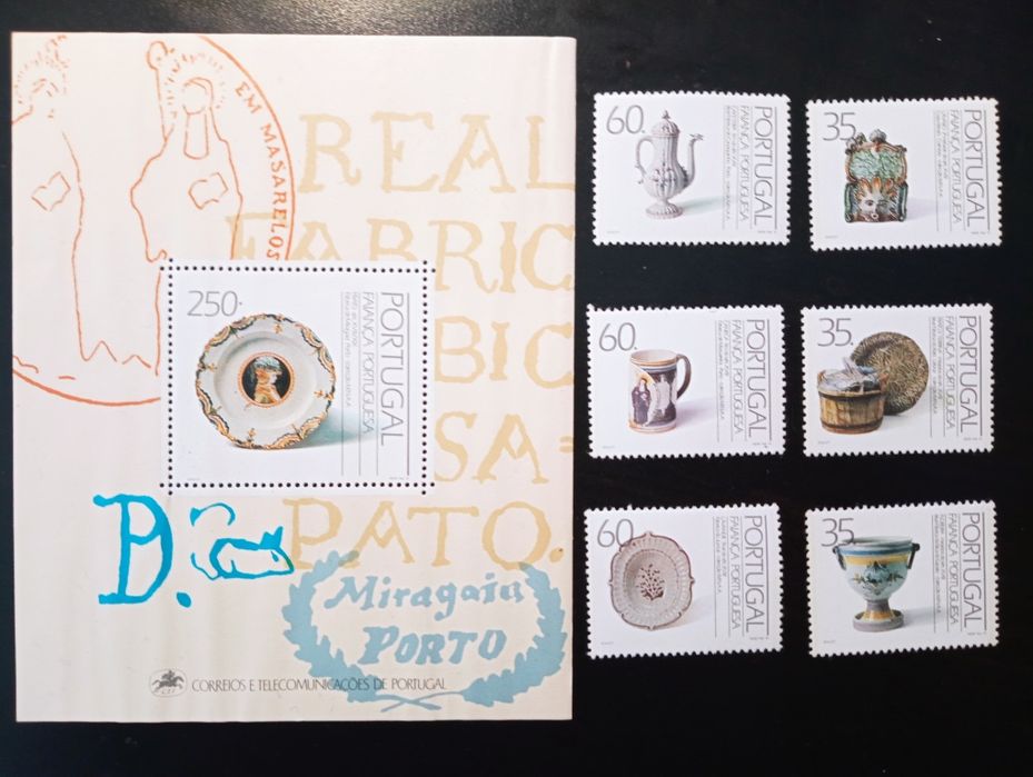 Bloco + 6 selos Faiança Portuguesa sec XVIII - 1991 - FDC Novos	(MNH)