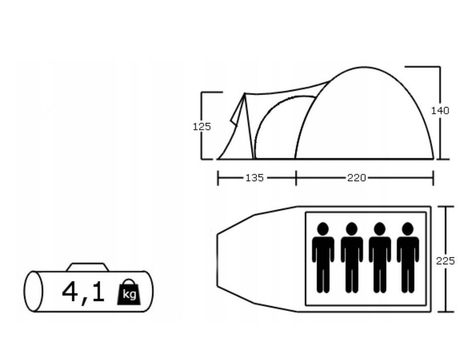Namiot turystyczny 4-osobowy z przedsionkiem