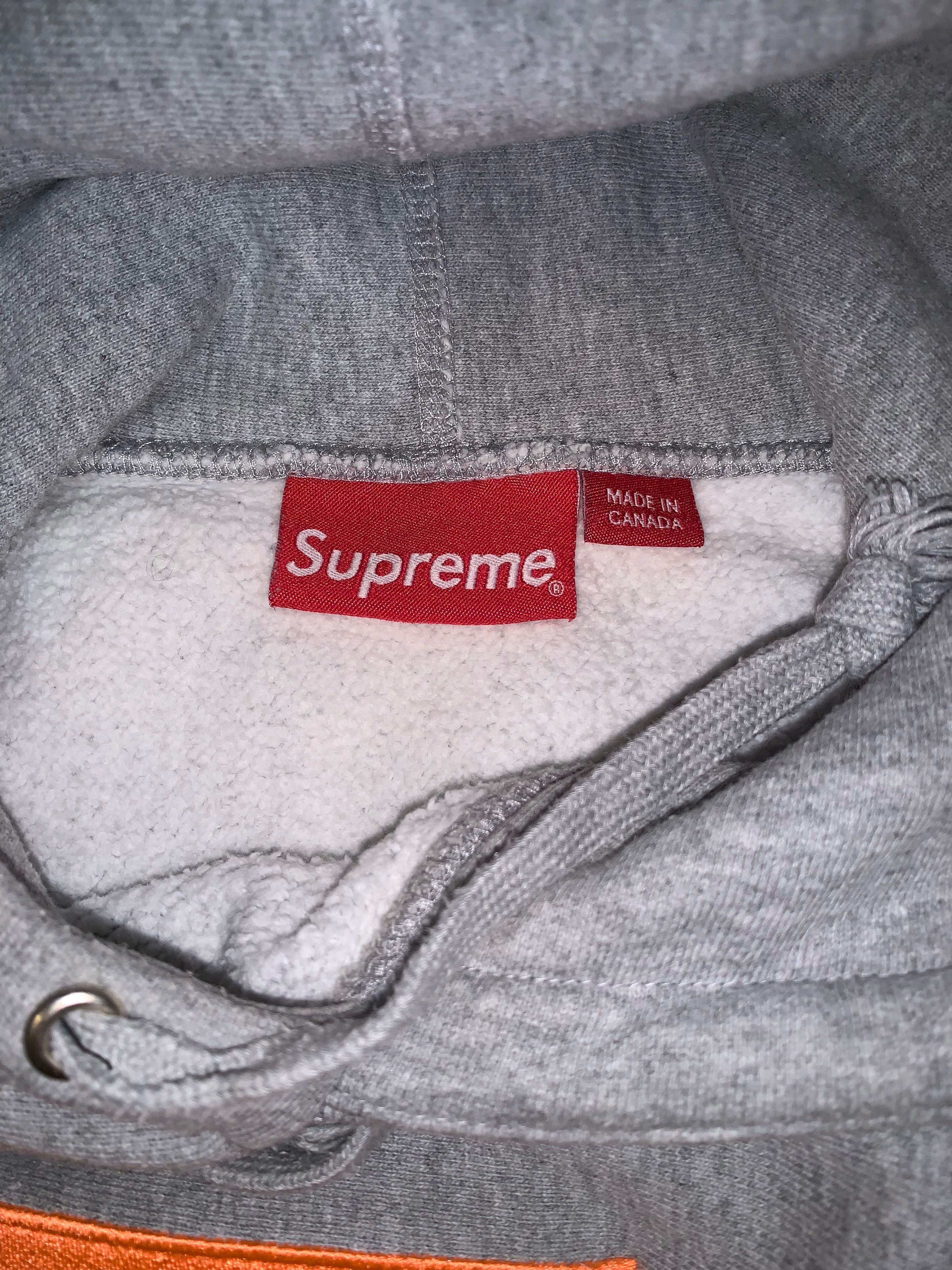 Supreme grey orange box logo hoodie deals