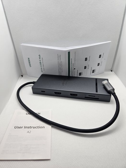 Nowy Hub USB-C UGREEN 10 w 1, 4K 60Hz, 2xHDMI, PD100W, Ethernet, SD/TF
