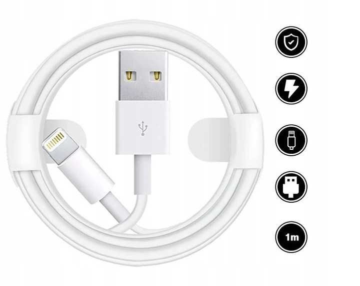 Kabel do Ładowania IPhona 1m 5,6,7,8,X,11,12 Mini PRO USB-A Ładowarka