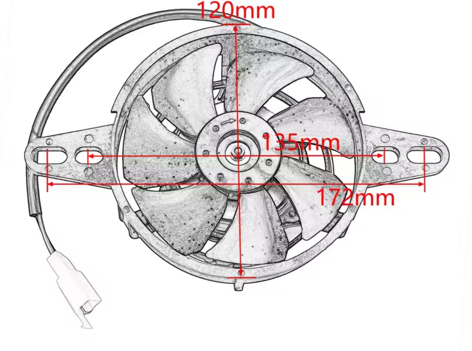 Вентилятор охолодження на радіатор мотоцикла