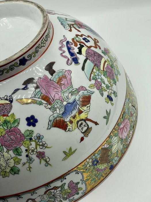 Tigela de ponche de cantão decorativa, século XIX  chinês