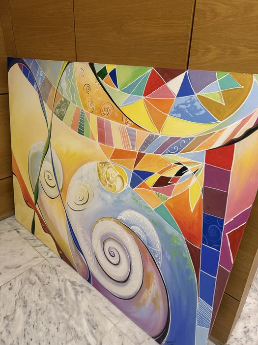 Pintura contemporânea a óleo em tela assinada
