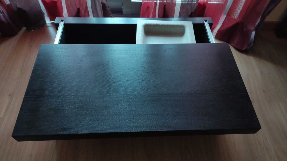 Móvel de arrumação, preto-castanho, com tampa deslizante IKEA MALM