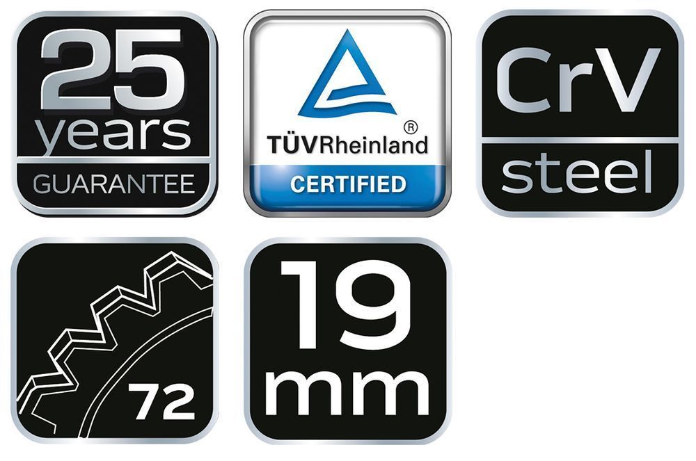 Klucz Płasko-Oczkowy Z Grzechotką, 19 Mm