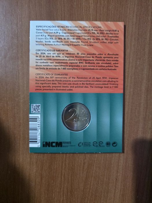 Moeda comemorativa de Portugal de 1974