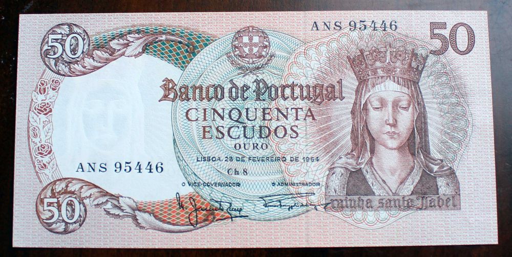 5 Notas de Escudos do ano de 1964 a 1989