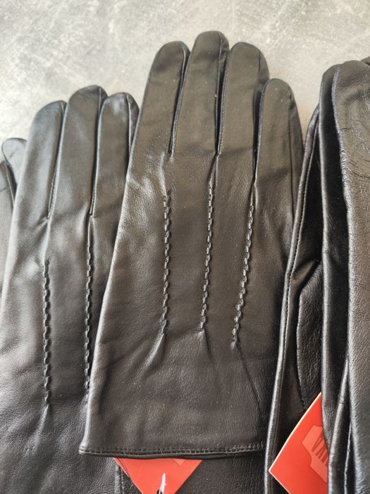 Nowe męskie rękawiczki skórzane czarne w rozmiarze od 8,5 do 10