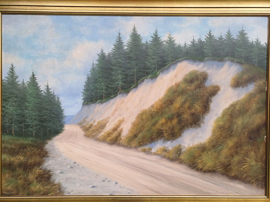 Stary obraz na płótnie sygnowany .